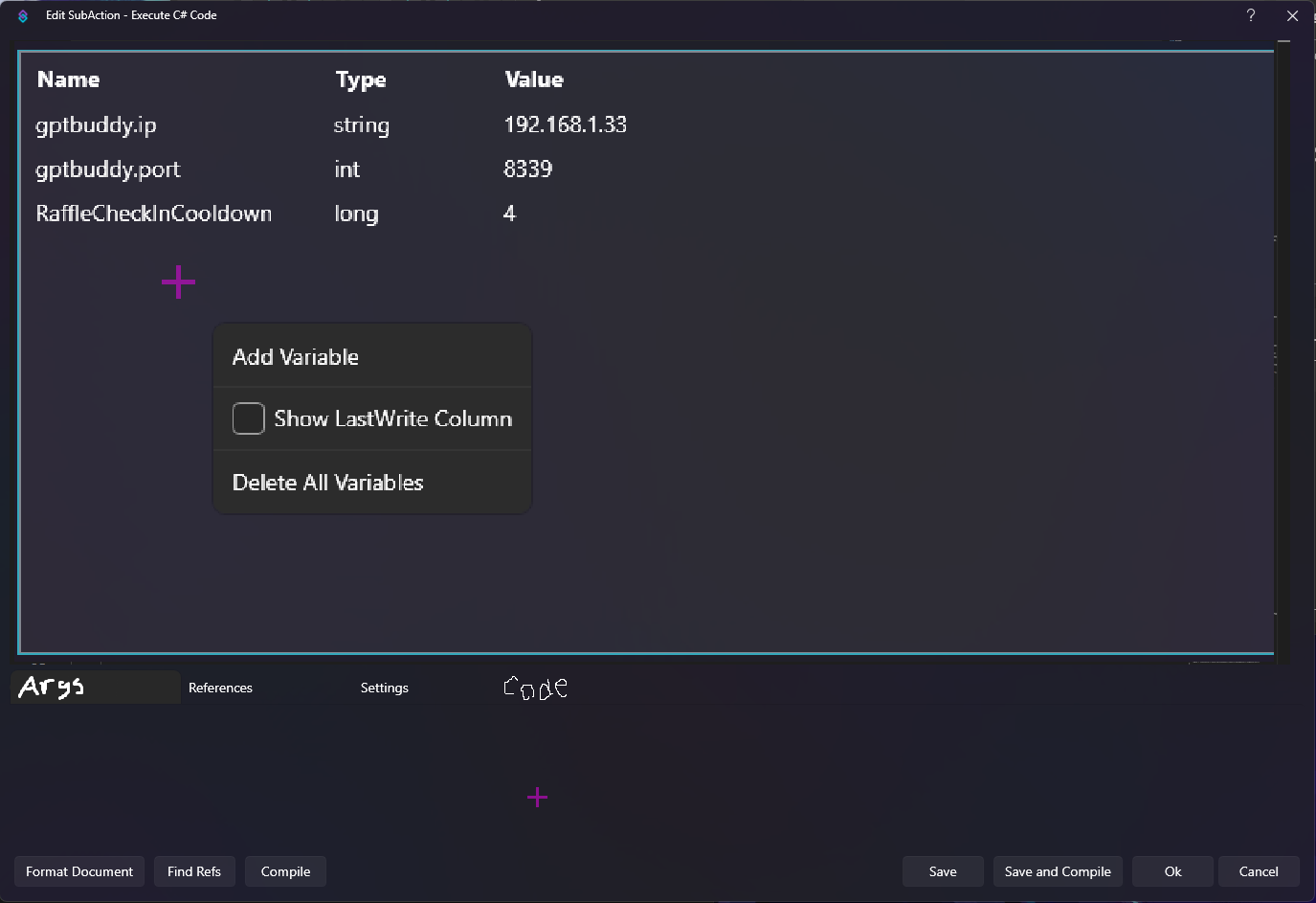 Execute Code "Args" Tab · Streamer.bot Ideas and Suggestions
